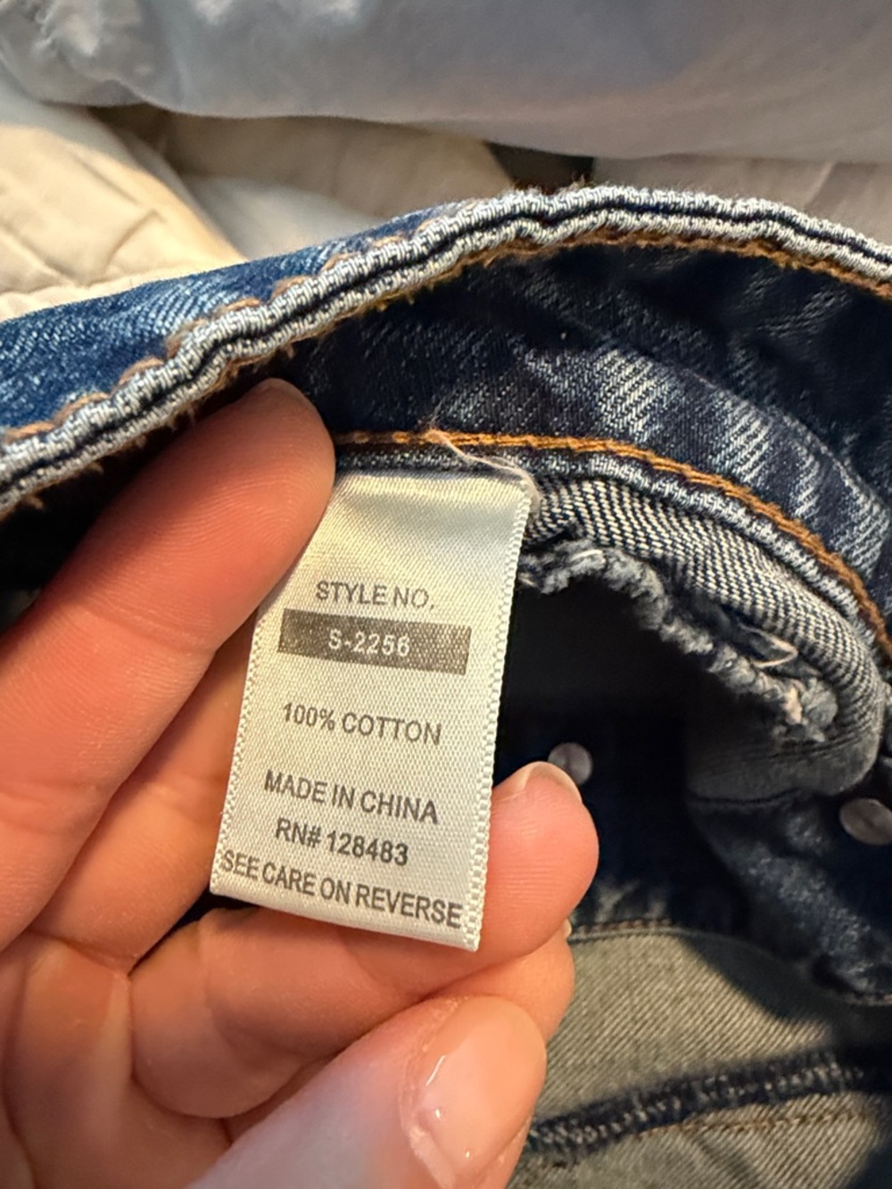 Dark Blue Denim Button-Front Mini Skirt with Embroidered Floral Pocket - Picture 7 of 8